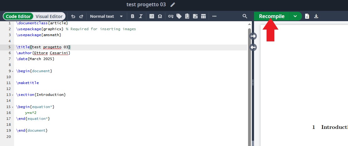 Overleaf new project