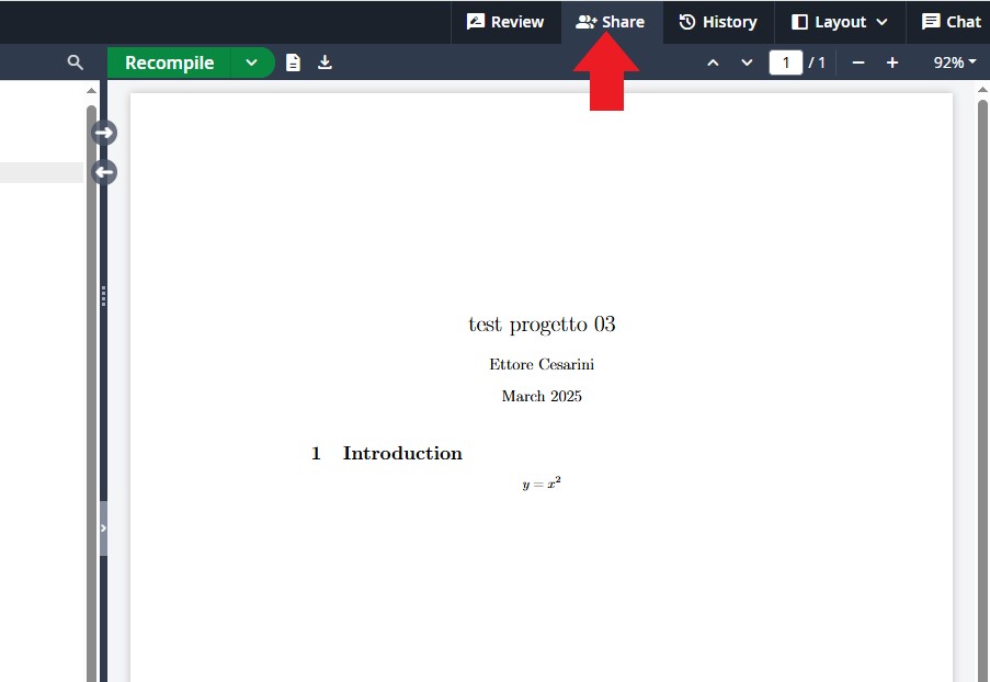 Overleaf share project