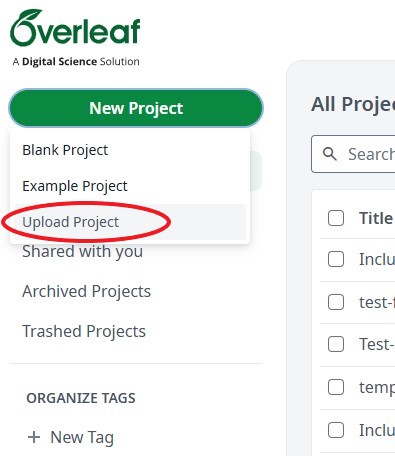 Overleaf import-export project